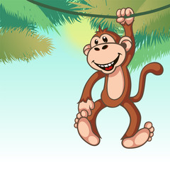 Vector Monkey on the liana