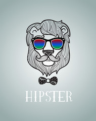 Hipster lion wearing spectacles