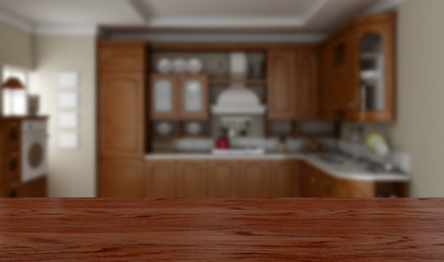 Wood table in the kitchen background for your artwork