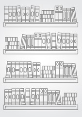 Outline book shelf ilustration with linear books