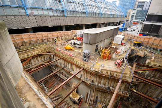 Construction site in London near Waterloo Railway Station
