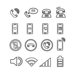 telephone icons, mobile phone vector set