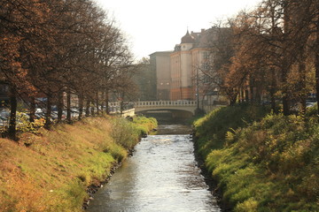 Herbst, Autumn,  in polnischer Kleinstadt Gliwice along the River Klodniz, 2013