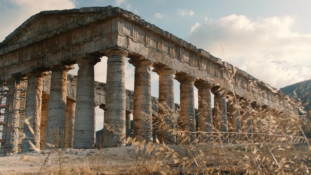 Static shot of Segesta Greek temple in Sicily. Italy
