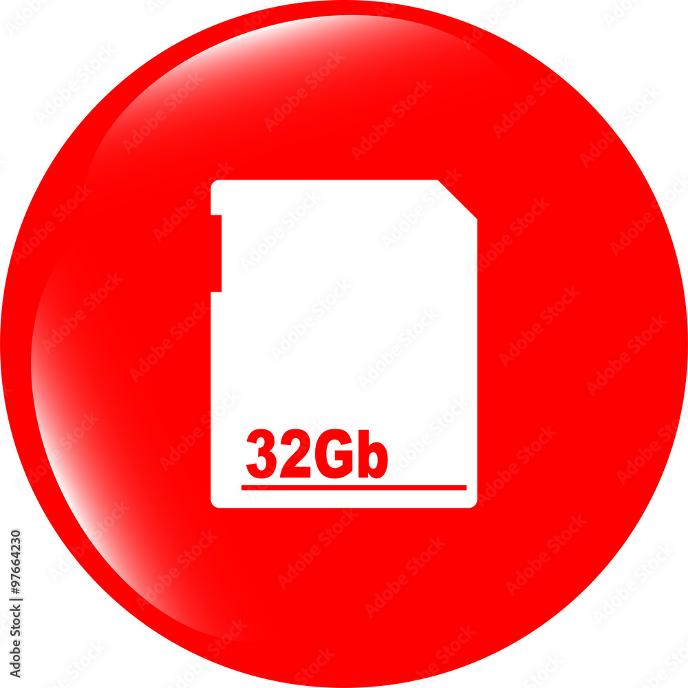 Poster vector flash memory card web button (icon) isolated on white