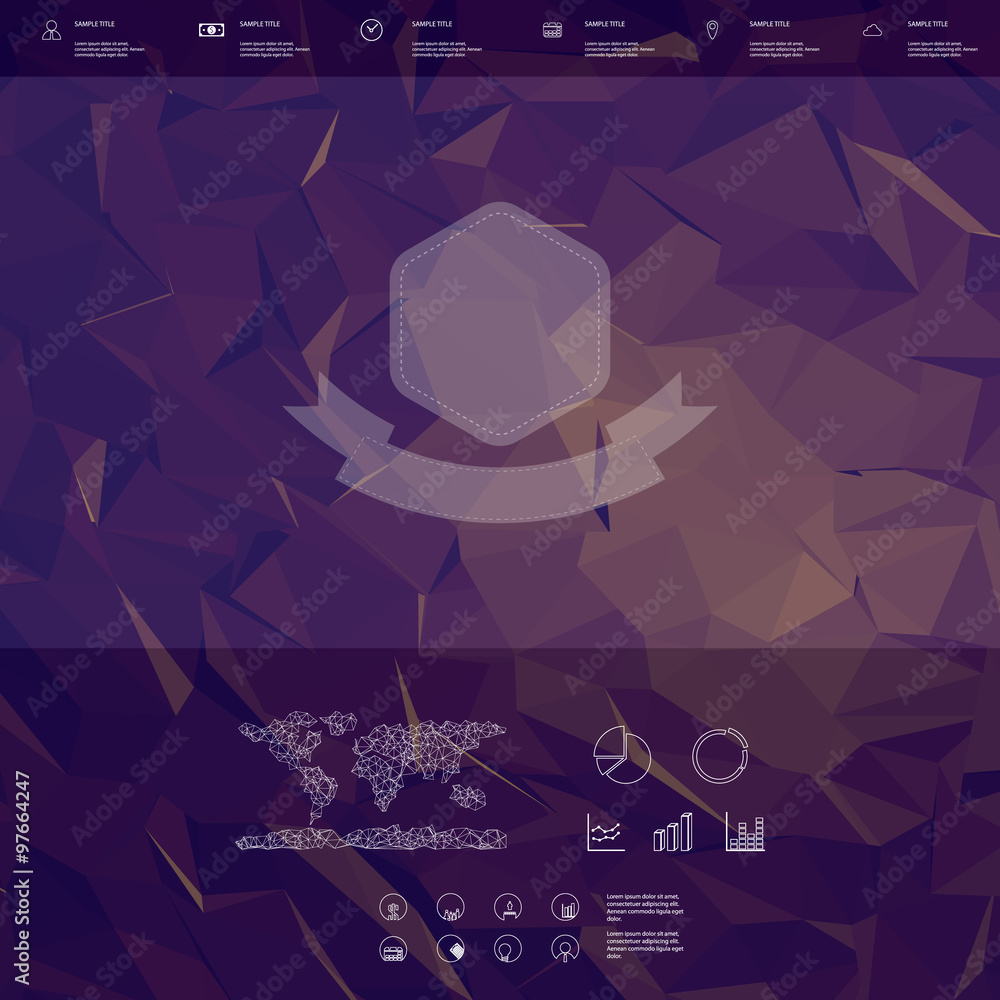 Aufkleber infographics template with business icons and badge symbol. statistics data presentation. menu optio
