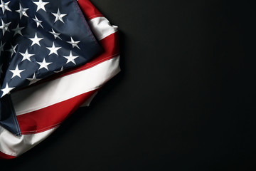 American flag on dark background