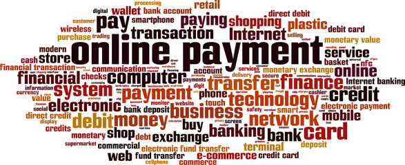 Online payment word cloud concept. Vector illustration