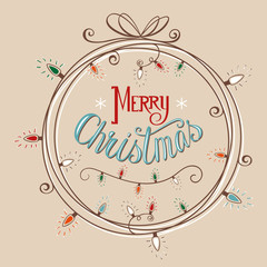Chirstmas card with hand drawn ornaments. Vector