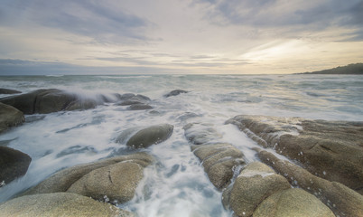 Seascape during sunset. Beautiful natural seascape