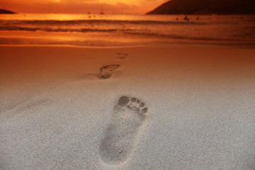 Footprints on the beach