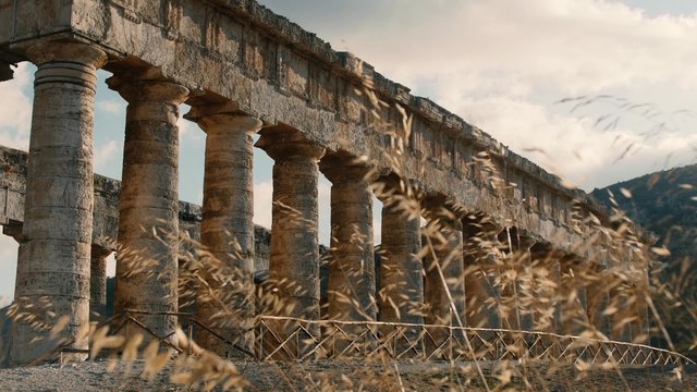 Static shot of Segesta Greek temple in Sicily. Italy
