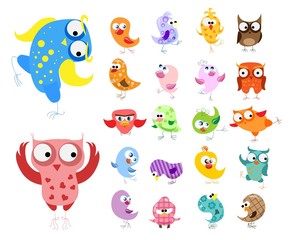 Obraz na płótnie Canvas Set of vector cartoon birds