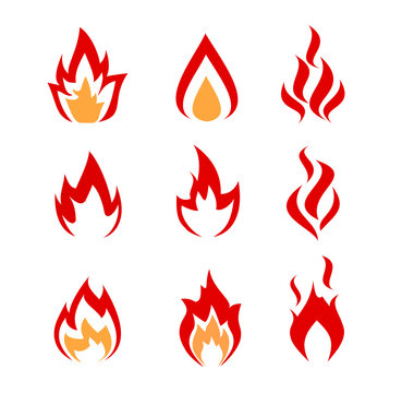Collection of fire and flames elements for design.