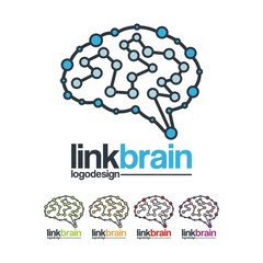 Abstract Link Brain Design Logo Vector