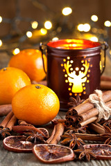 Christmas composition with lantern