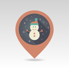 Snowman flat pin map icon