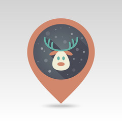 Christmas reindeer flat pin map icon