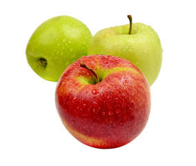 red and green apples isolated