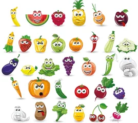 Fotobehang Cartoon vegetables and fruits  © virinaflora