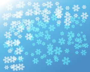 White snowflakes on red christmas background