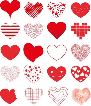 Vector hand drawn hearts set