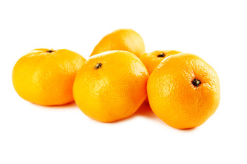 Ripe mandarins isolated on a white