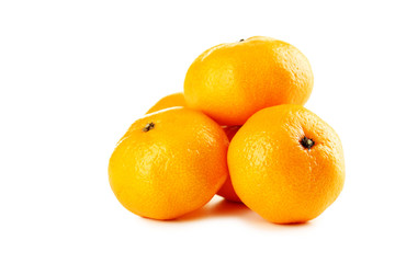 Ripe mandarins isolated on a white