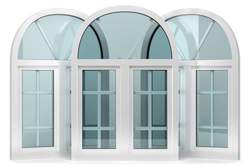 three windows with arches