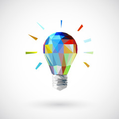 Low poly light bulb Idea concept background design for poster flyer cover brochure - 97673605
