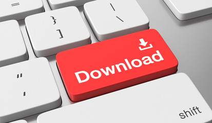 Fototapeta premium Download icon on keyboard button