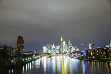 Obraz premium Frankfurt City with enlightened skyscrapers
