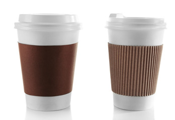 Paper cup of coffee isolated on white