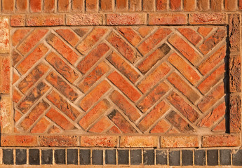 Red Herringbone brick wall seamless background