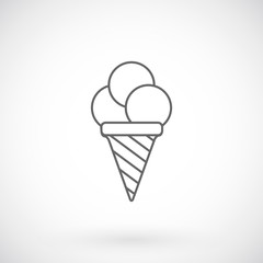 Ice cream icon, thin line style.