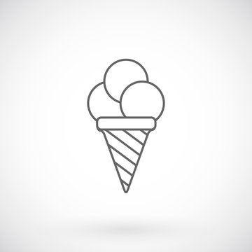 Ice cream icon, thin line style.