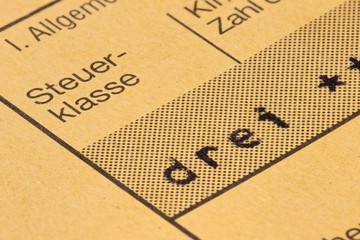 Angabe der Steuerklasse auf einer alten deutschen Lohnsteuerkarte