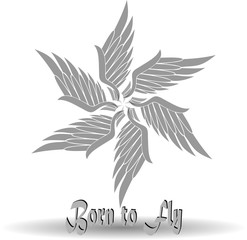 Логотип из крыльев в сером цвете