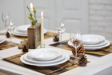 Beautiful table setting with natural eco materials