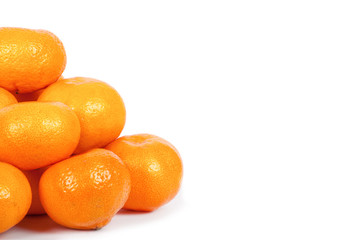 Ripe mandarins isolated on a white