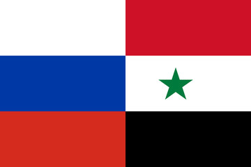 Russian and Syrian flags together