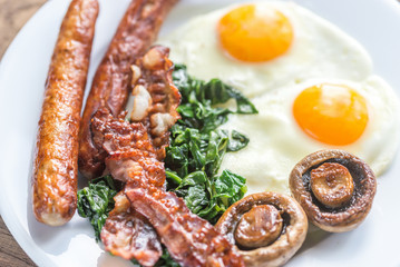 Fried eggs with bacon