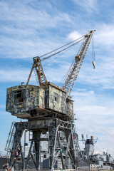 Fototapeta na wymiar Heavy Crane in the Dry Dock 1 at Boston Navy Yard Massachusetts USA