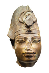 Head of an acient egyptian pharaoh isolated on white