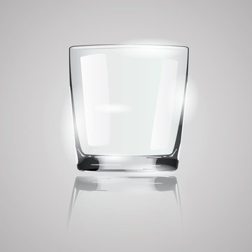 Empty clean drinking glass cup. Transparent glass.
