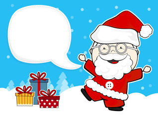 cute santa claus with gift boxes