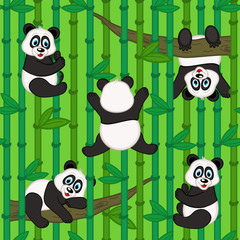 seamless pattern with panda - vector illustration, eps