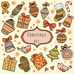Vector set with Christmas vintage elements