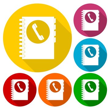 Agend design, Phone agend icons set with long shadow