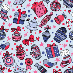 Christmas seamless pattern. Can be used for desktop wallpaper or frame for a wall hanging or poster, surface textures, web page backgrounds, textile and more.